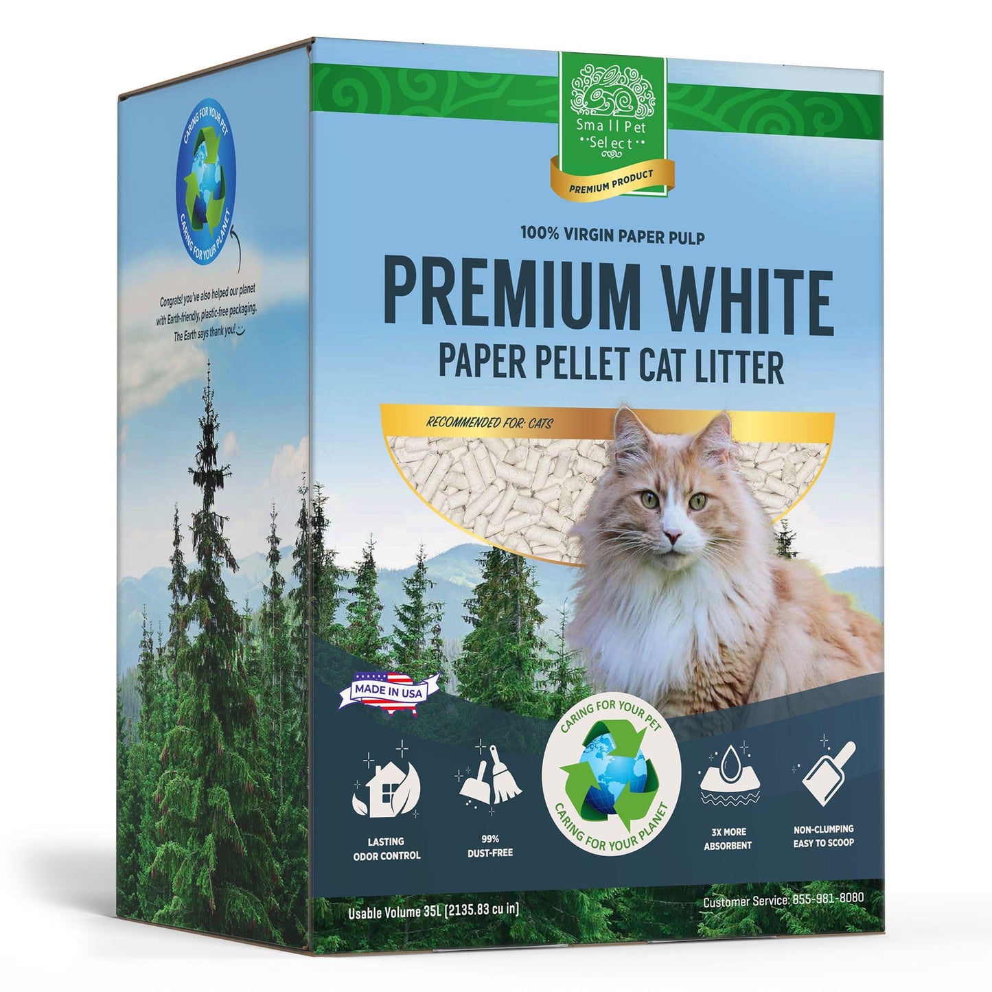 Premium White Paper Pellet Cat Litter