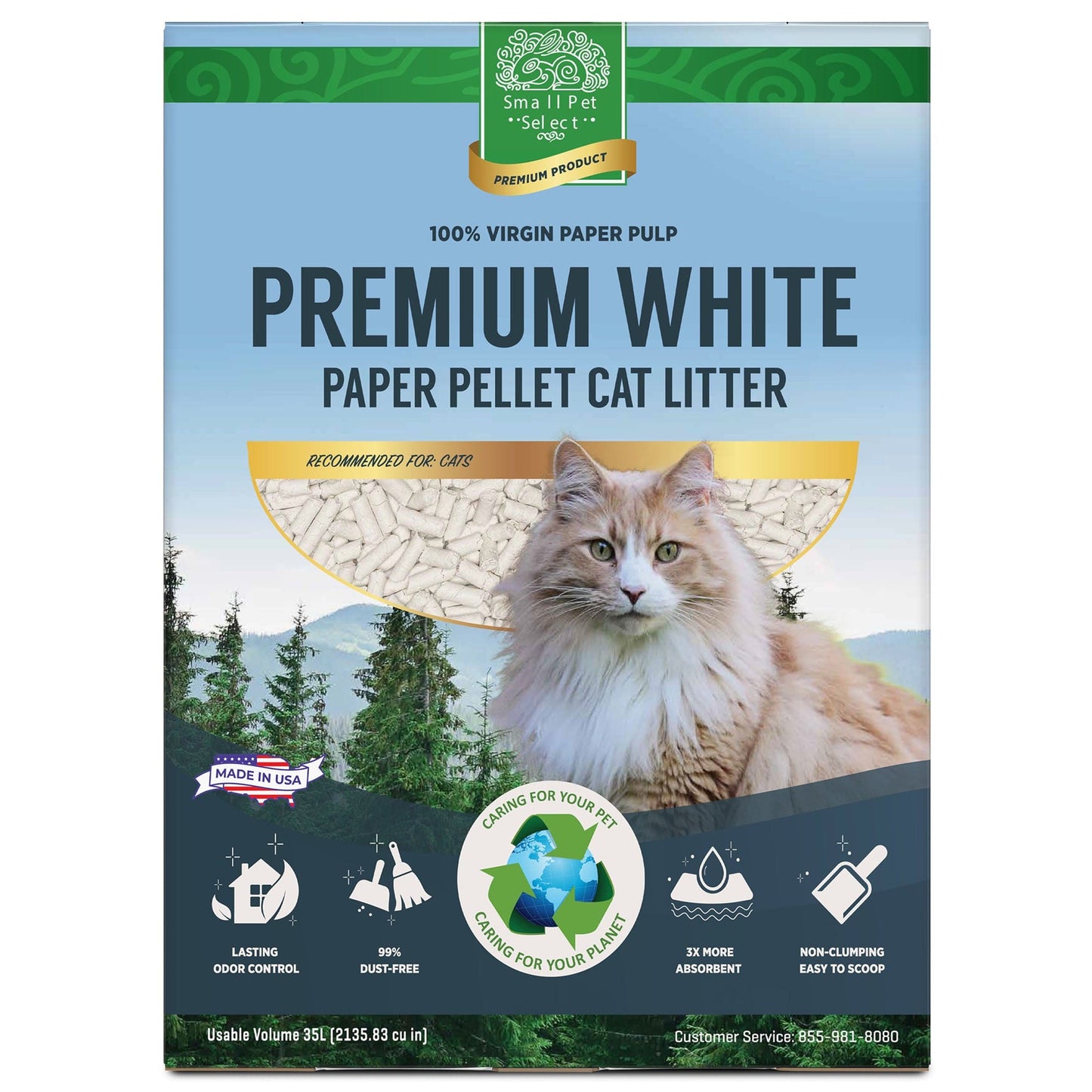 Premium White Paper Pellet Cat Litter