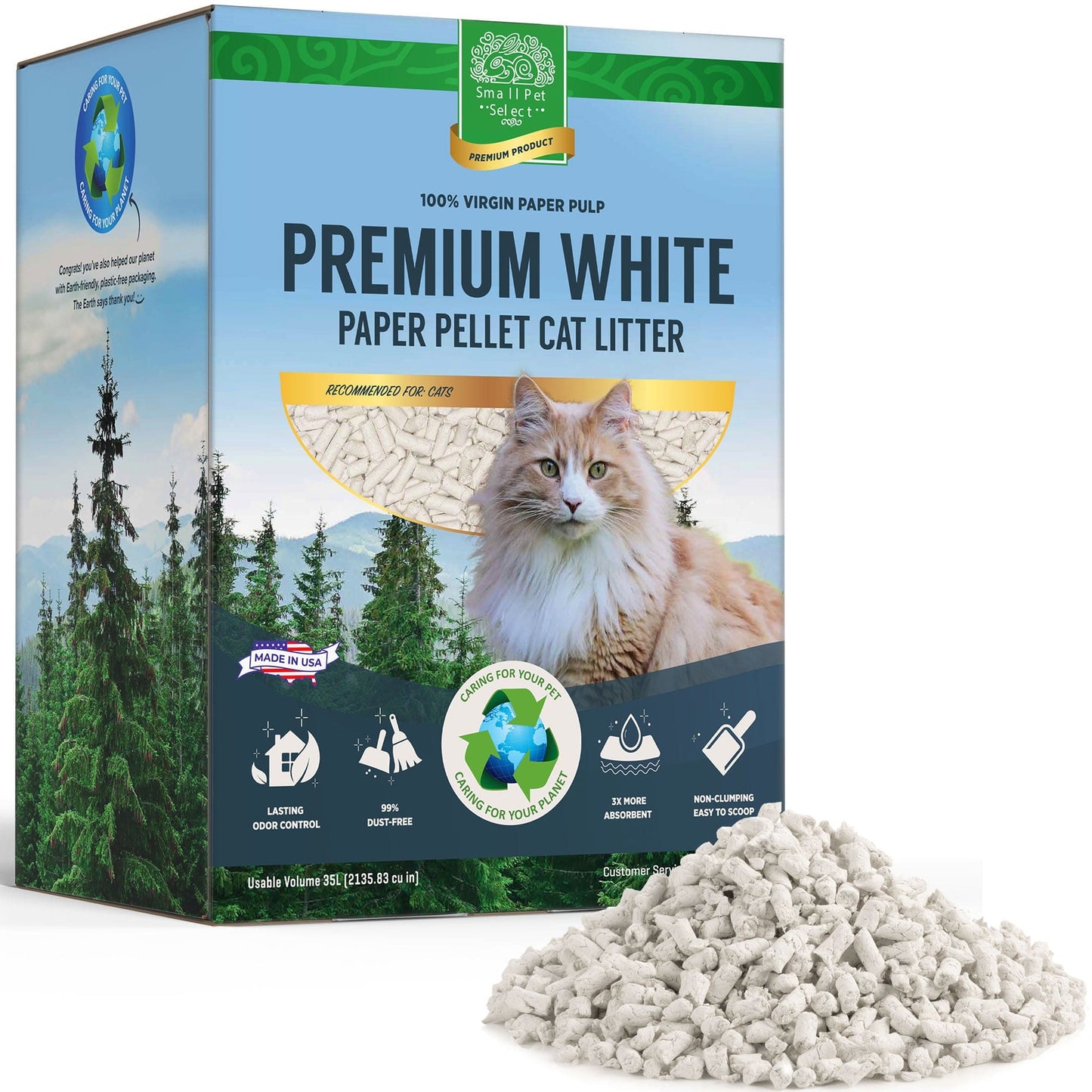 Premium White Paper Pellet Cat Litter